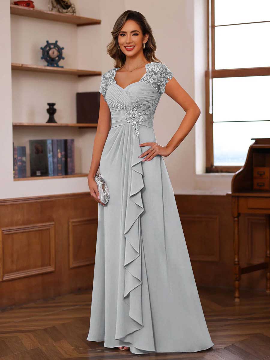 Mirabelle silver front view mother of the bride dress