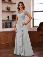 Mirabelle silver front view mother of the bride dress