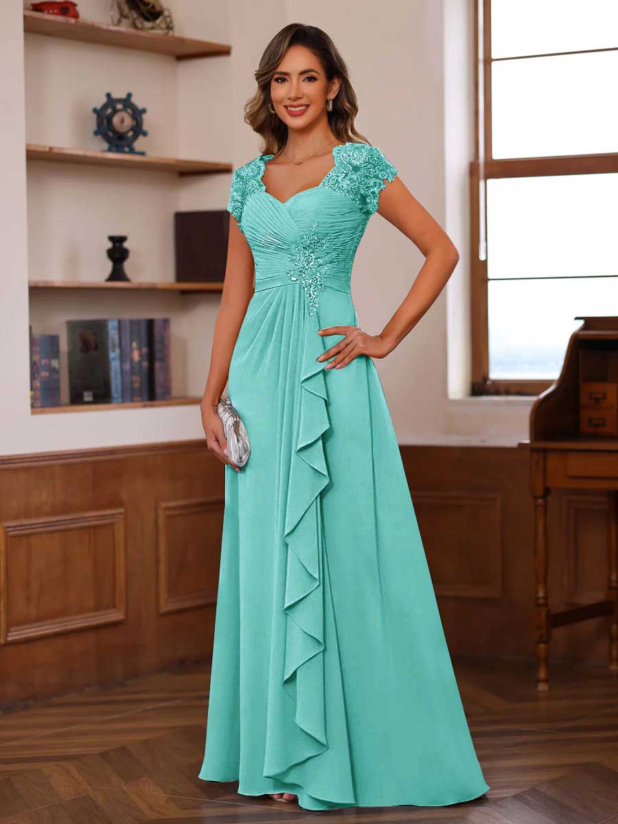 Mirabelle pool blue alternate front view 3 mother of the bride dress