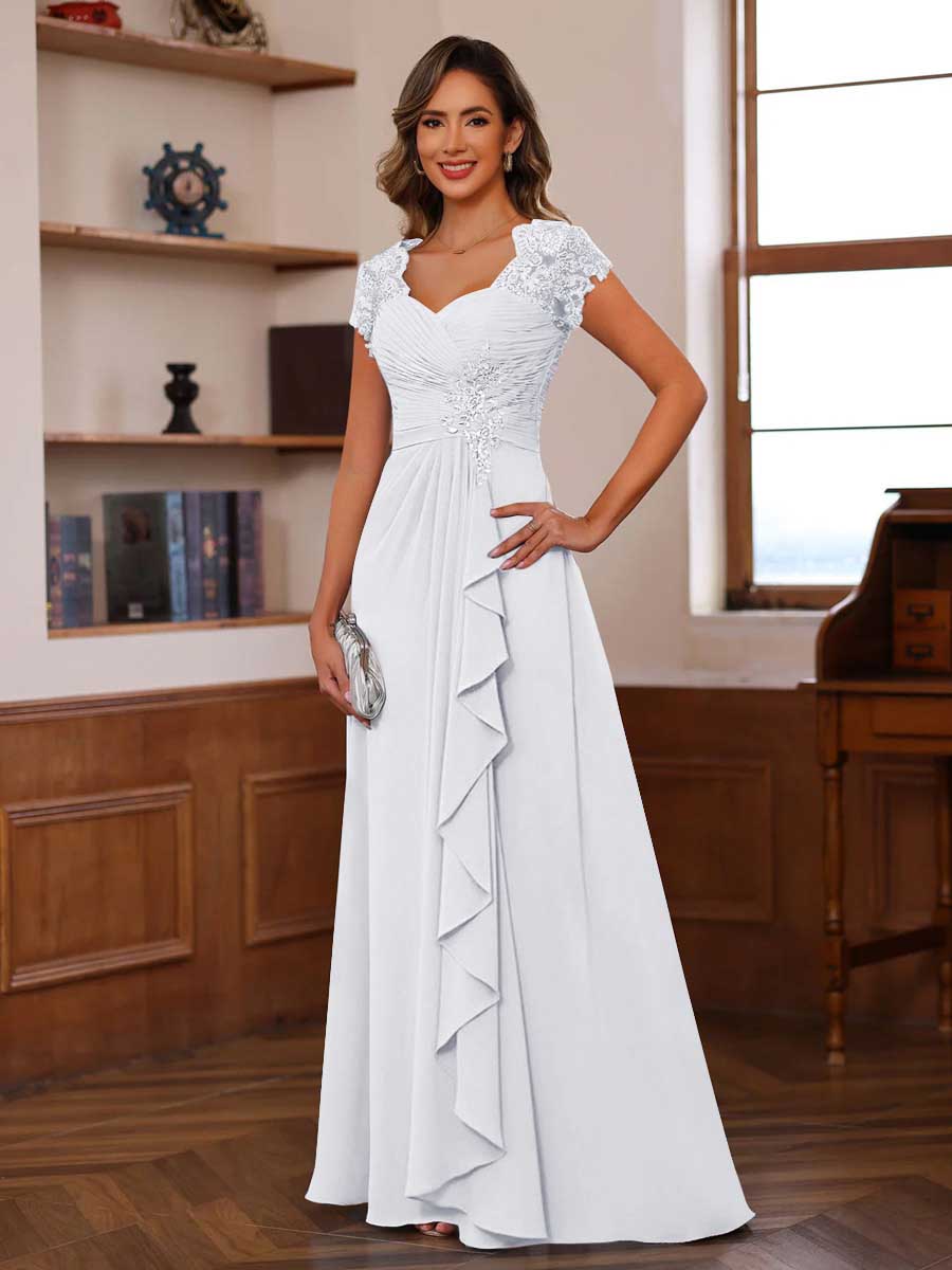 Mirabelle white front view mother of the bride dress