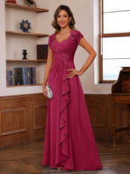 Mirabelle burgundy alternate front view 3 mother of the bride dress