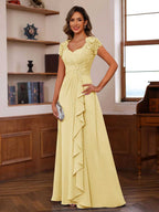 Mirabelle yellow front view mother of the bride dress