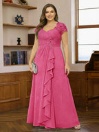 Ariana Claire Fuchsia front view mother of the bride dress