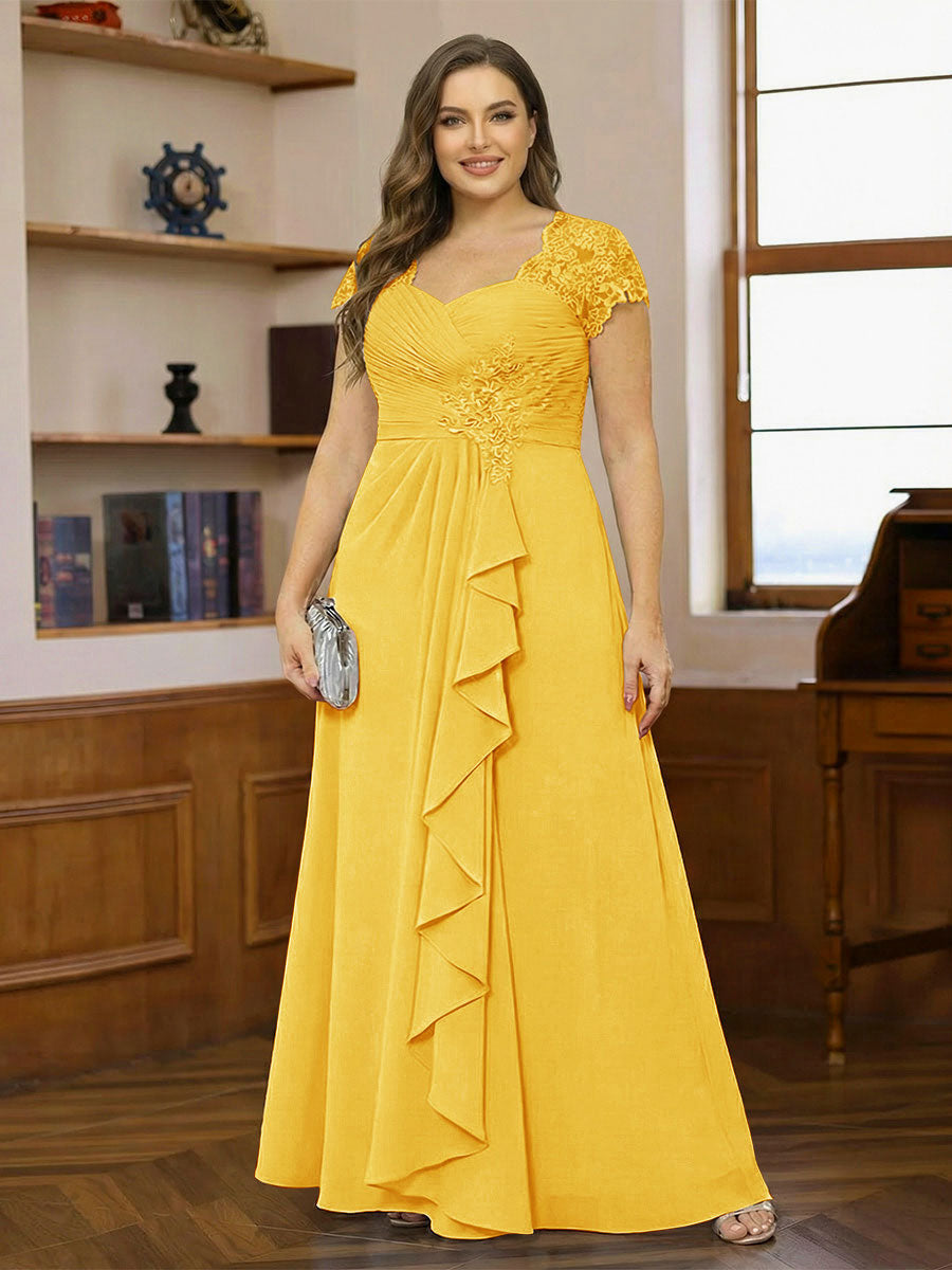 Ariana Claire Gold front view mother of the bride dress
