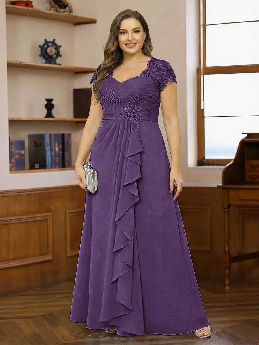 Ariana Claire Grape front view mother of the bride dress