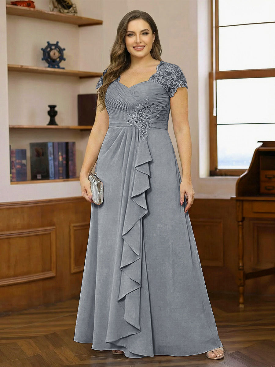 Ariana Claire Grey front view mother of the bride dress