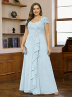 Ariana Claire Sky Blue front view mother of the bride dress