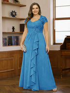 Ariana Claire Ocean Blue front view mother of the bride dress