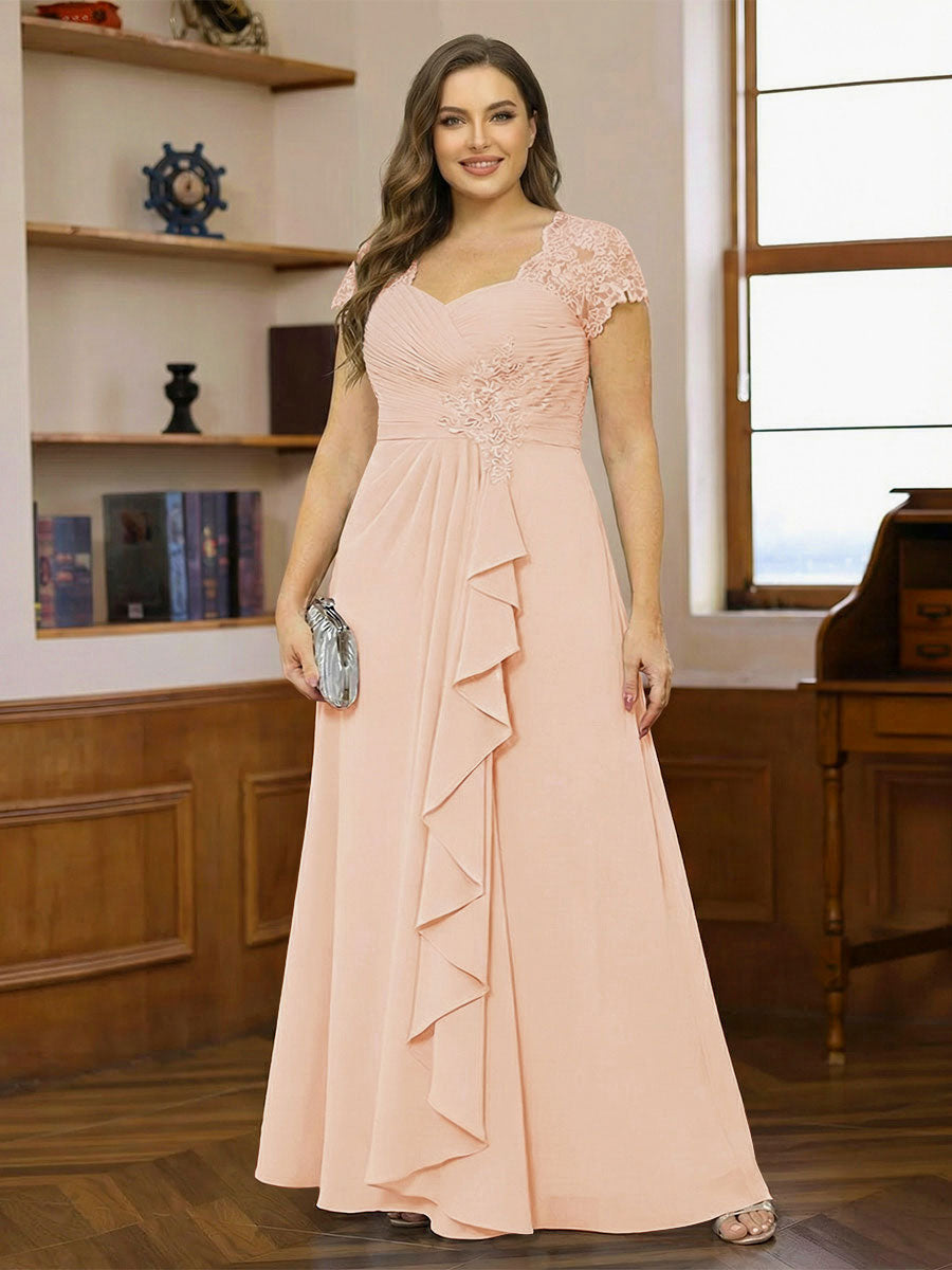 Ariana Claire Peach front view mother of the bride dress