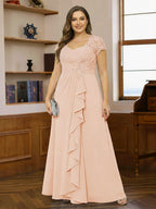 Ariana Claire Peach front view mother of the bride dress