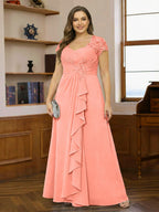 Ariana Claire Coral back view mother of the bride dress