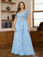Ariana Claire Sky Blue side view mother of the bride dress