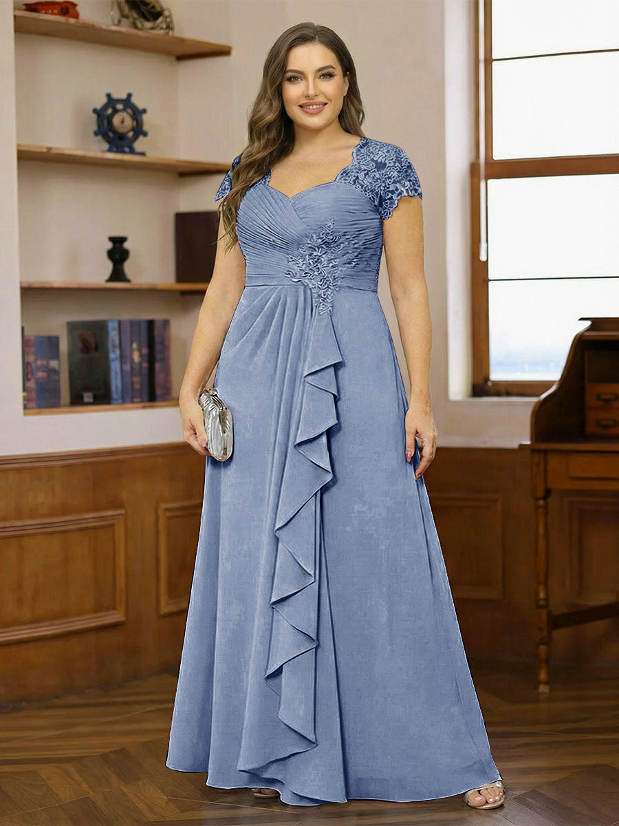 Ariana Claire Steel Blue front view mother of the bride dress