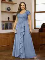 Ariana Claire Steel Blue front view mother of the bride dress