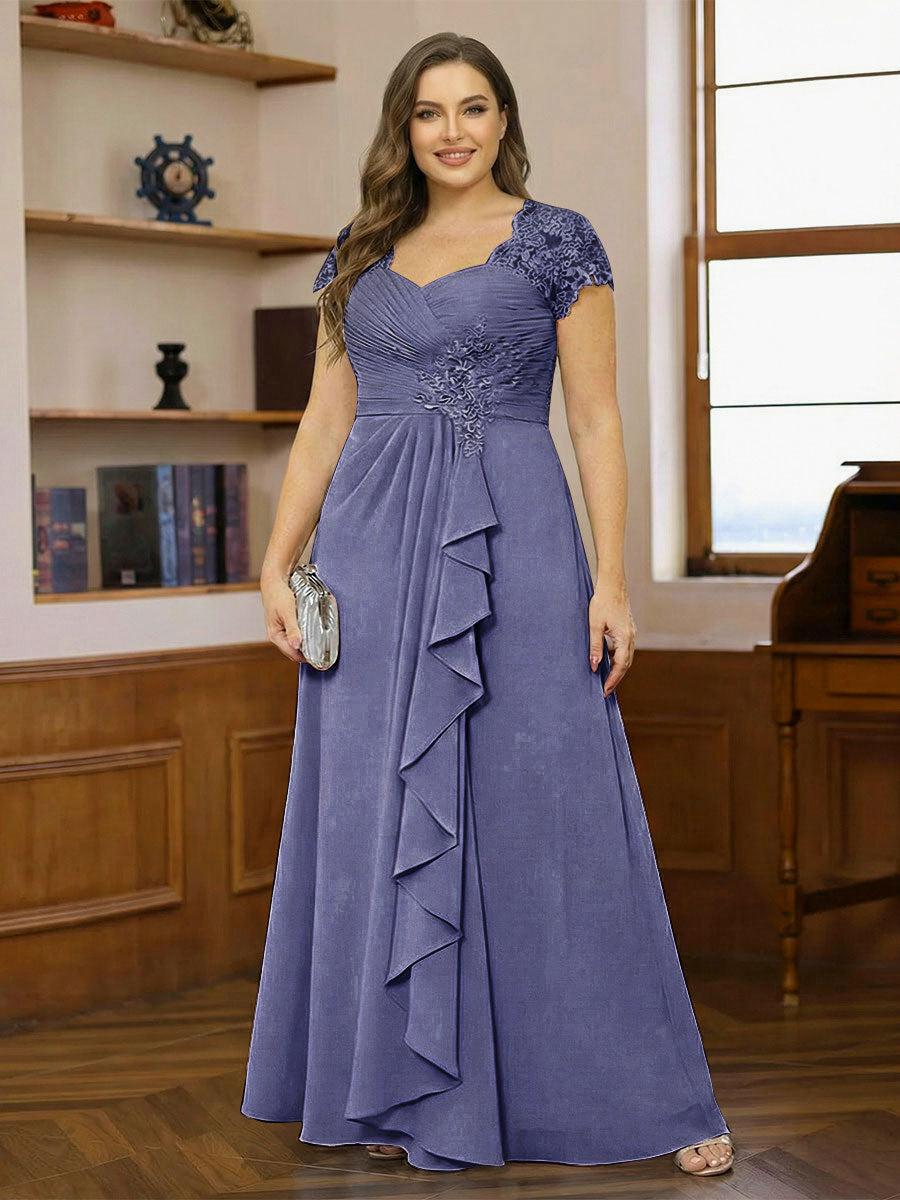 Ariana Claire Dusty Blue back view mother of the bride dress