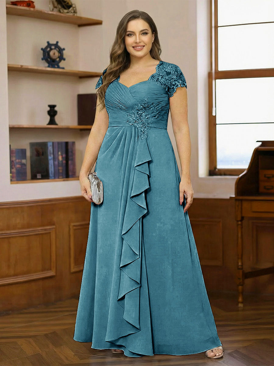 Ariana Claire Teal front view mother of the bride dress