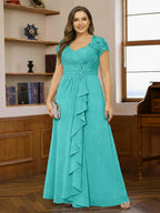 Ariana Claire Turquoise back view mother of the bride dress