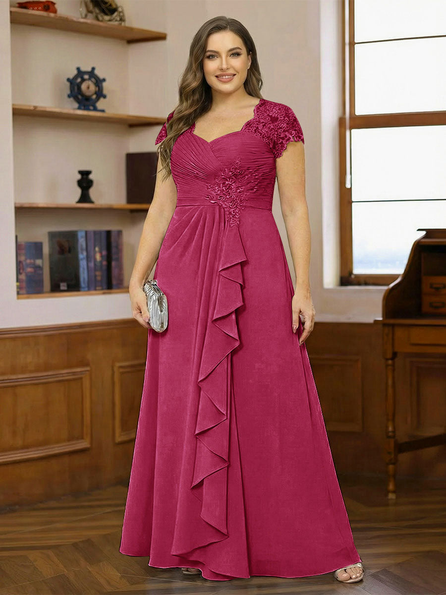 Ariana Claire Burgundy side view mother of the bride dress