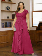 Ariana Claire Burgundy side view mother of the bride dress