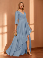 Ivy June Dusty Blue side view mother of the bride dress