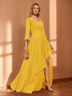Ivy June Gold front view mother of the bride dress