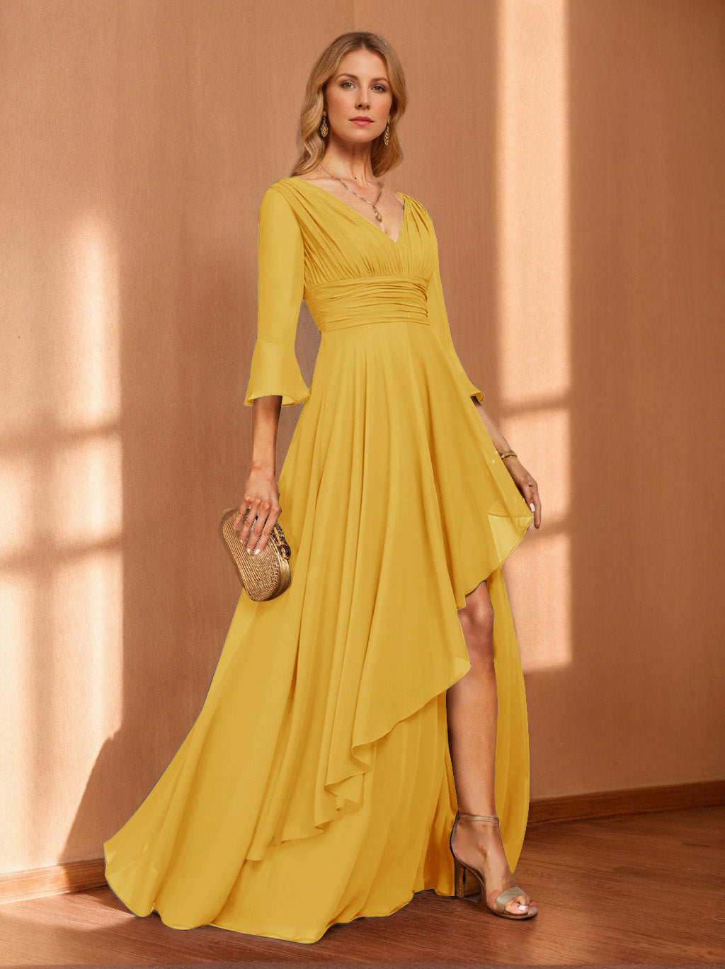 Ivy June Gold back view mother of the bride dress