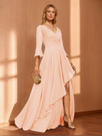 Ivy June Peach front view mother of the bride dress