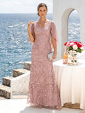 Violet Claire Dusty Rose front view mother of the bride dress