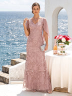 Violet Claire Dusty Rose front view mother of the bride dress