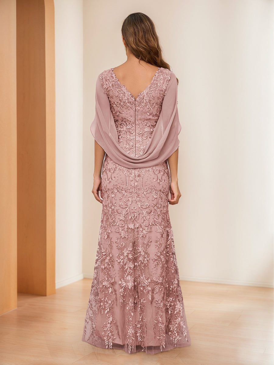 Violet Claire Dusty Rose back view mother of the bride dress