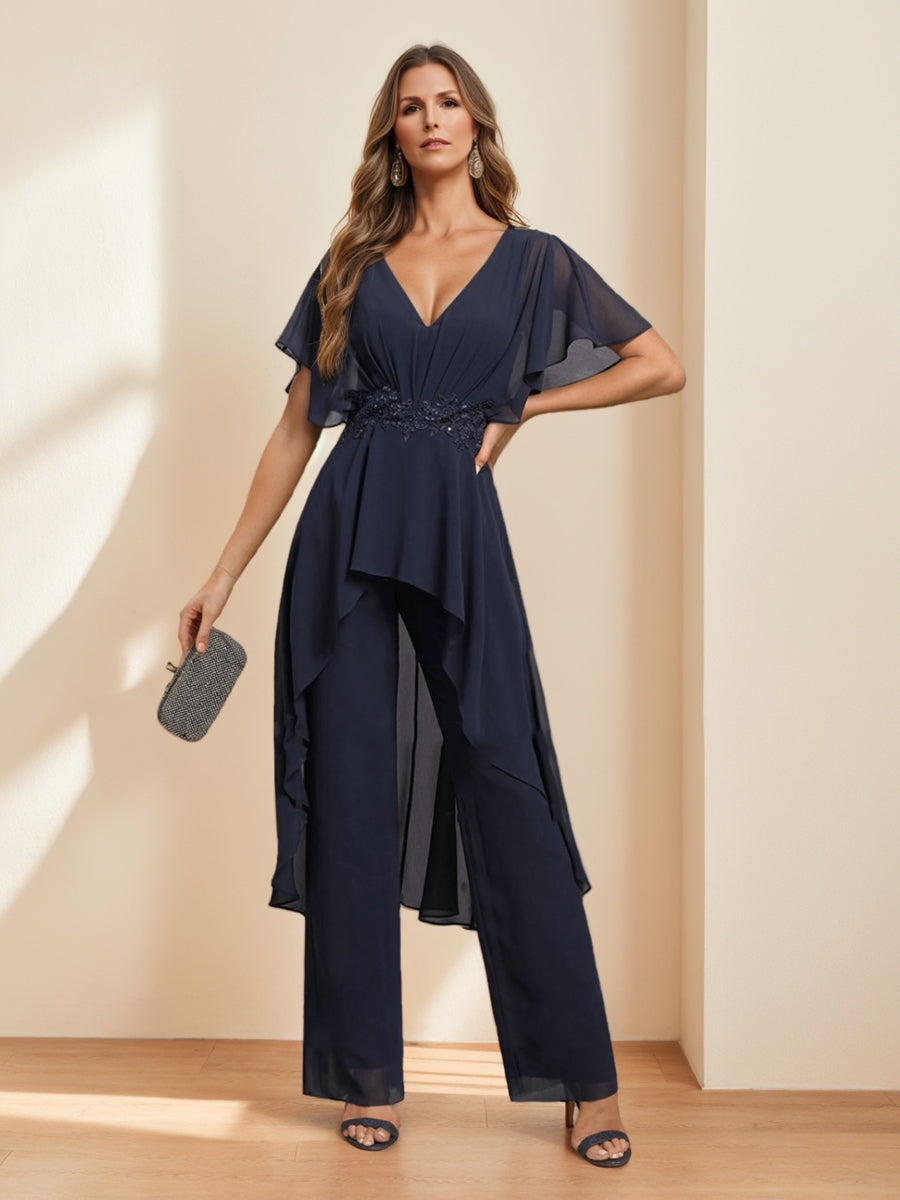 Hope Elise Navy Blue front view mother of the bride dress