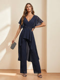 Hope Elise Navy Blue front view mother of the bride dress