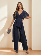 Hope Elise Navy Blue front view mother of the bride dress