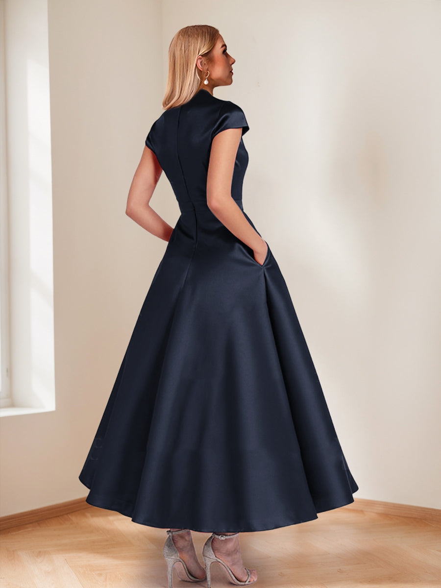 Tina Elise Navy Blue back view mother of the bride dress