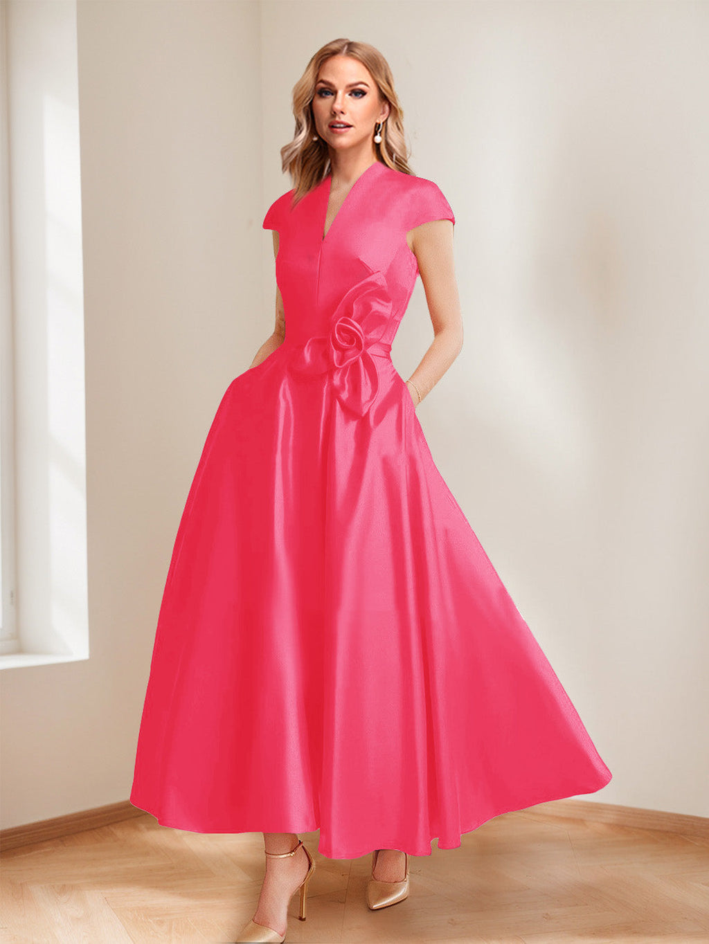 Tina Elise Fuchsia back view mother of the bride dress