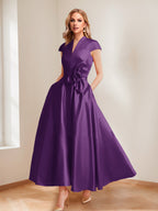 Tina Elise Grape front view mother of the bride dress