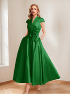 Tina Elise Forest Green front view mother of the bride dress