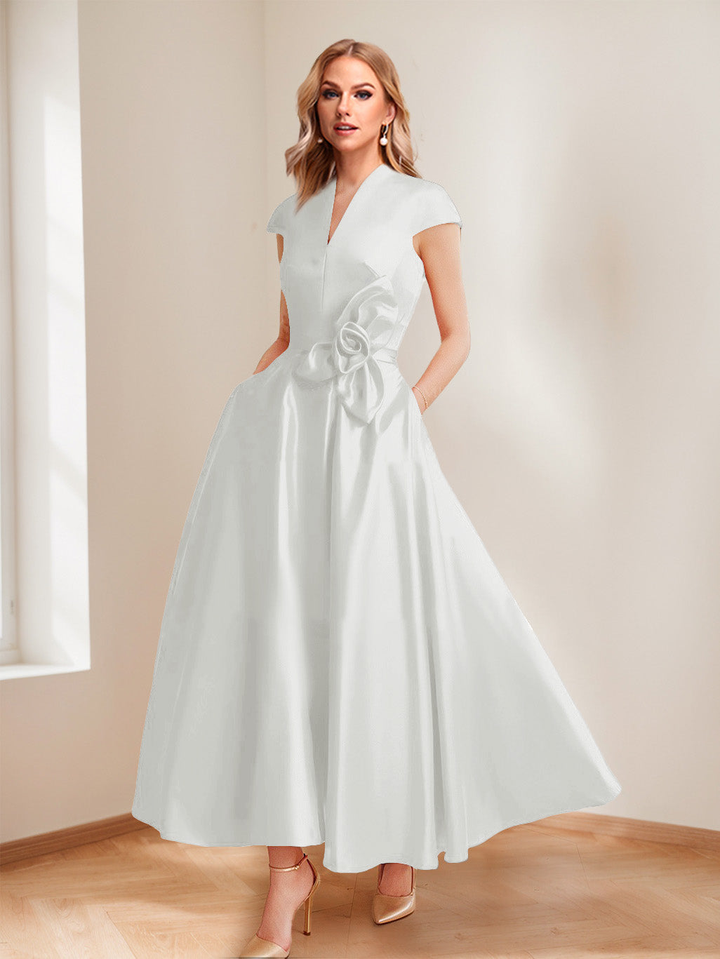 Tina Elise Ivory front view mother of the bride dress