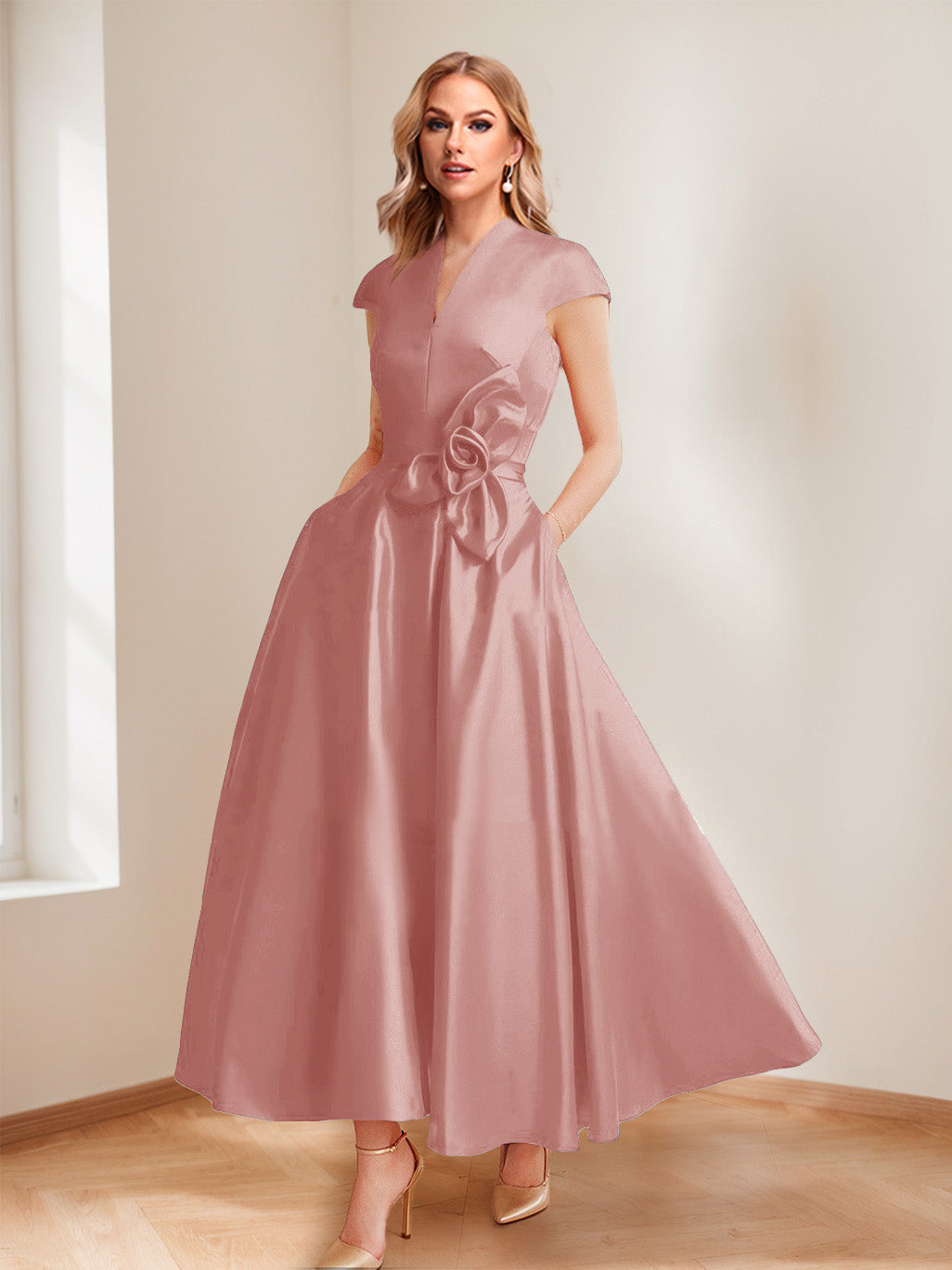 Tina Elise Mauve front view mother of the bride dress