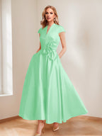 Tina Elise Pool Blue front view mother of the bride dress