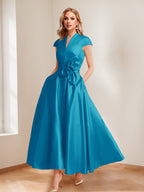 Tina Elise Ocean Blue front view mother of the bride dress