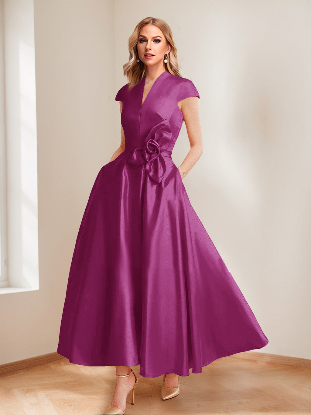 Tina Elise Orchid front view mother of the bride dress