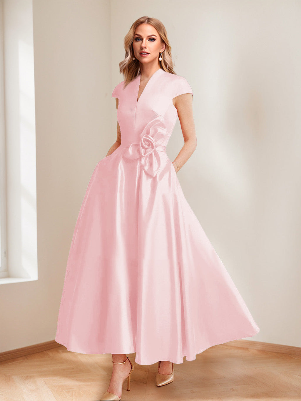 Tina Elise Pearl Pink back view mother of the bride dress