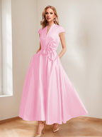 Tina Elise Rose Pink front view mother of the bride dress