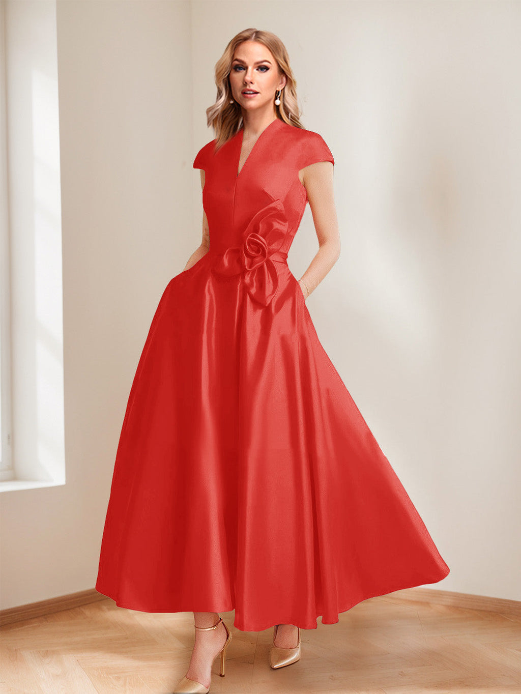 Tina Elise Red front view mother of the bride dress