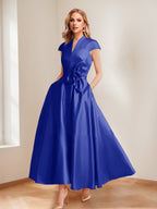 Tina Elise Royal Blue side view mother of the bride dress