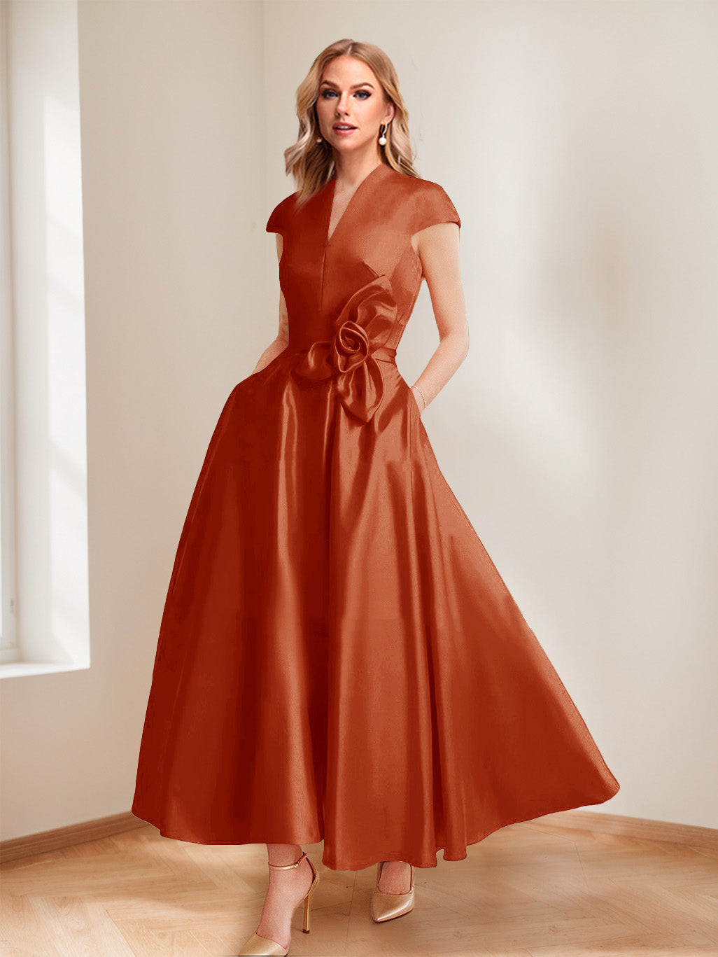 Tina Elise Rust front view mother of the bride dress