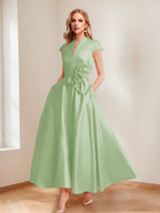 Tina Elise Sage Green back view mother of the bride dress