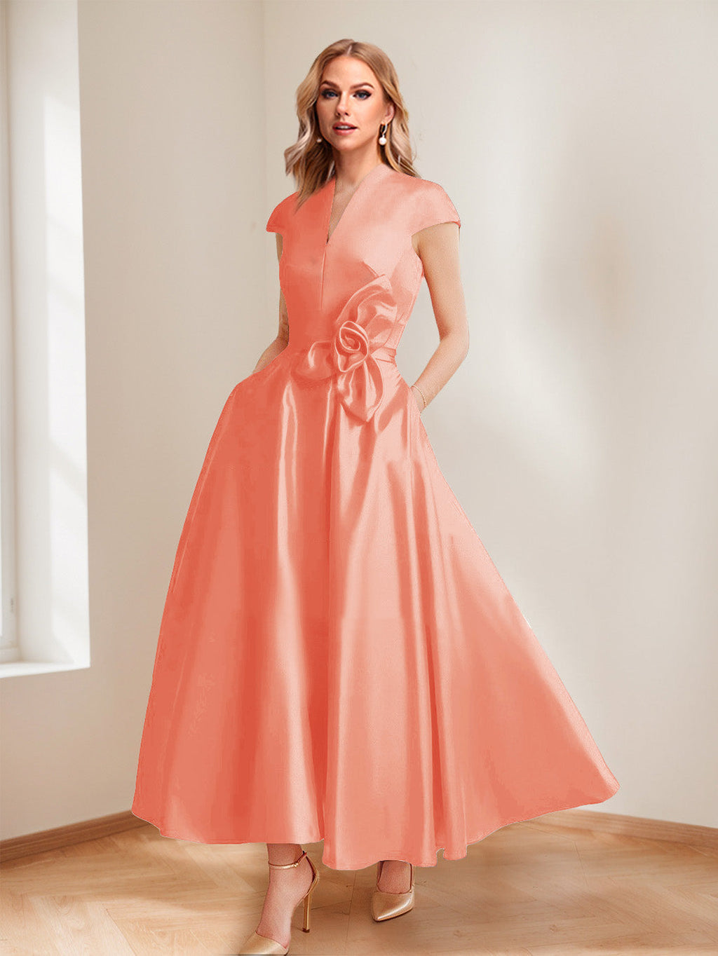 Tina Elise Coral back view mother of the bride dress