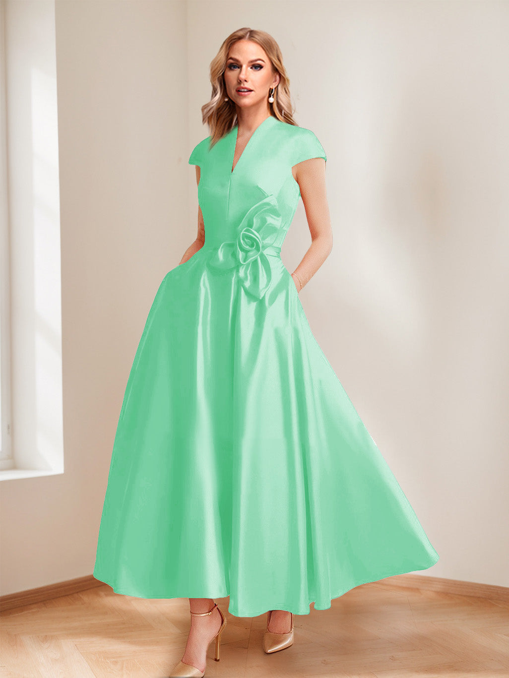 Tina Elise Pool Blue back view mother of the bride dress